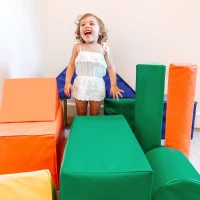 HOMCOM 11 Piece Climb and Crawl Activity Play Set Soft Foam Blocks Building Set for Baby Toddler Preschooler Indoor Play Equipment Learning Toys Multicolor(m-7)