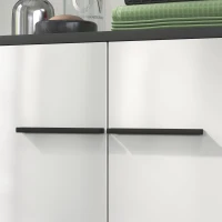 HOMCOM Armario de Baño Mueble Auxiliar de Baño con Puertas Estantes Ajustables y Sistema Anti-vuelco 60x34x94 cm Blanco Brillo(m-8)