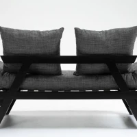 HOMCOM Divano Letto Singolo con Braccioli Regolabili su 3 Posizioni in Tessuto e Legno, Nero e Grigio(m-9)