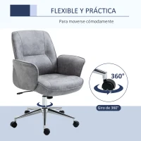 Vinsetto Silla de Oficina Basculante Silla de Escritorio Giratoria Tapizado en Microfibra Altura Ajustable 67x69x92-102 cm Gris(m-6)