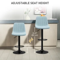 HOMCOM Set of Two Chenille-Feel Tub Bat Stools - Blue(m-5)