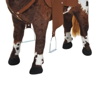 HOMCOM Reitpferd Spielpferd zum Reiten Stehpferd mit Sattel, Sound, Steigbügel Plüschpferd für Kinder ab 2 Jahren Braun(m-8)