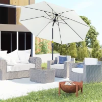 Outsunny 2.7M Garden Parasol Umbrella with Glass Fibre Ribs and Aluminium Frame, Tilting Sun Shade Shelter Canopy, Cream White(m-2)
