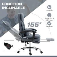 Vinsetto Fauteuil de bureau direction massant chauffant hauteur réglable dossier inclinable repose-pied gris(m-6)