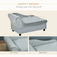 PawHut Dog Sofa for XS and S Size Dogs, Pet Chair Couch with Hidden Under Seat Storage, Kitten Sofa Bed with Soft Cushion Washable Cover, Wooden Frame - Grey(m-6)