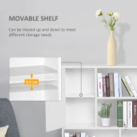 HOMCOM Sideboard Bookshelf Free Standing Bookcase Shelves Unit Display Storage Cabinet w/ Adjustable Shelves, Wooden Leg, Two Doors, White(m-4)