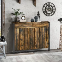 HOMCOM 93 x 119cm Rustic-Look Radiator Cover - Brown/Black(m-10)