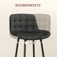 HOMCOM Barhocker im 2er-Set, schöne Steppung, Kunstlederbezug, 98 cm, bis 120 kg, Anthrazit(m-6)