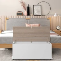 HOMCOM Arcón de Almacenamiento con Tapa Carga Máx. 120 kg para Dormitorio Salón 100x40x40 cm Natural y Blanco(m-7)