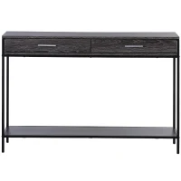 HOMCOM Konsolentisch Eingangstisch Beistelltisch 2 Schubladen Unterregal Stahl Grau 120 x 30 x 81,5 cm(m-9)