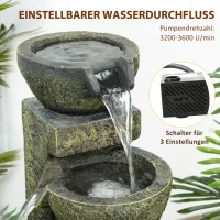 Outsunny Springbrunnen, 3 Einstellungen, wetterbeständig, 25 cm x 24 cm x 60 cm, Grau(m-5)