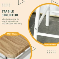 HOMCOM Bartisch Set Bartisch mit 2 Barhockern Essgruppe Küchentisch mit Lagerregal Esstisch für Esszimmer, Küche, Weiß(m-7)