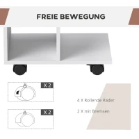 HOMCOM Beistelltisch in C-Form, Kaffeetisch, Couchtisch, Eckschreibtisch, mit Rollen, E1-Spanplatte, 45 x 35 x 58 cm, Weiß(m-6)