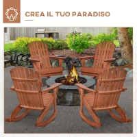 Outsunny Sedia Adirondack in Legno, Sedia a Dondolo per Giardino ed Esterni Impermeabile, 77x94x97cm Teak(m-8)