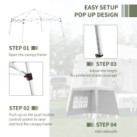 Outsunny 2.4 x 2.4m Two Wall Pop Up Gazebo - White(m-5)