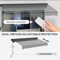 Outsunny 2.5 x 3.5m Aluminium Frame Electric Awning, with Remote - Dark Grey(m-4)