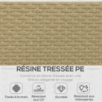 Outsunny Salon de jardin d'angle 5 places design contemporain coussins déhoussables table basse acier époxy résine tressée beige(m-4)