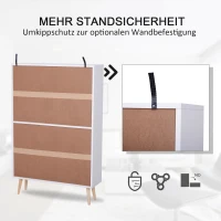 HOMCOM Kommode Sideboard Schubladenkommode Highboard Schrank Anrichte Schuhschrank Küchenregal Küchenschrank mit 2 Türen 5 Fächern Weiß 80 x 23,5 x 123 cm(m-4)
