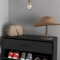 HOMCOM Three Drawer Slim Shoe Storage Cabinet, 12 Shoe Pairs - Black(m-8)