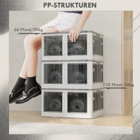 HOMCOM Aufbewahrungsbox Aufbewahrungskorb. faltbar, mit Staubschutz, 60 cm x 42 cm x 34 cm, Weiß + Grau(m-7)