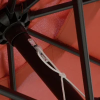 Outsunny 2.7m Patio Parasol Garden Umbrellas Outdoor Sun Shade Table Umbrella with Tilt, Crank, 8 Ribs, Ruffles, Wine Red(m-9)