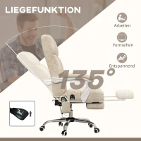 Vinsetto Bürostuhl mit Massage- & Wärmefunktion, Fußstütze, verstellbar, bis 120kg, Beige(m-6)