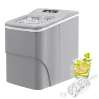 HOMCOM 12kg Countertop Ice Cube Machine, with Scoop - Silver-Tone(m-1)