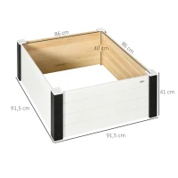 Outsunny Hochbeet, verstärkte Kanten, wetterbeständig, 91,5 cm x 91,5 cm x 41 cm Schwarz + Weiß(m-3)