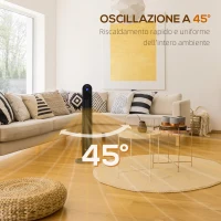 HOMCOM Stufa Elettrica Oscillante a 3 Modalità, Temperatura Regolabile e Telecomando, Ø25x73.5 cm, Argento(m-7)