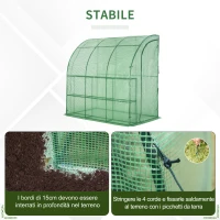 Outsunny Serra da Parete con 2 Ripiani per Piante e Fiori in Acciaio e PE, 214x120x215 cm, Verde(m-7)