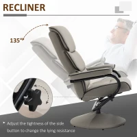 HOMCOM Recliner Chair with Ottoman 360° Swivel Faux Leather High Back Armchair w/ Footrest Stool for Home Office(m-4)