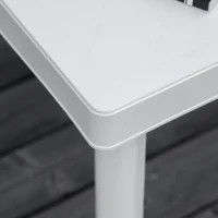 Outsunny Garden Side Table Plastic Outdoor Square Coffee End Table for Drink Snack, White(m-6)