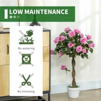 Outsunny Set of 2 Artificial Plants White Rose Floral in Pot, Fake Plants for Home Indoor Decor, 90cm, Purple(m-6)