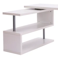 HOMCOM Bureau informatique table informatique table de salle à manger modulable avec bibliothèque adjacente design contemporain mélaminé métal chromé blanc(m-9)