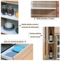 HOMCOM Carro de Cocina Carrito Servir Multiusos Estantería Carrito Auxiliar con Ruedas para Baño Dormitorio con Estante Cajón Armario 78x39,5x88,5 cm(m-6)