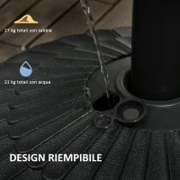 Outsunny Base per Ombrellone da Giardino di diametro 38-48 mm con Riempimento Laterale, Ø48.5x36 cm(m-4)
