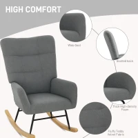 HOMCOM Teddy Fleece Rocking Chair - Grey(m-5)