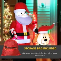 Outsunny Papá Noel Inflable con Perro con Luces LED Decoración Navideña para Interior y Exterior 117x80x157cm Multicolor(m-8)