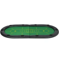 SPORTNOW Foldable Poker Mat, 10-Player Table Top with Cup Holder, Carry Bag - Green(m-11)