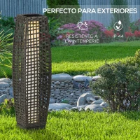 Outsunny Lámpara Solar de Jardín de Ratán Sintético con Luces LED Encendido/Apagado Automático 21x21x78 cm Gris(m-7)