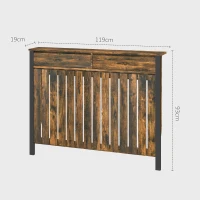 HOMCOM 93 x 119cm Rustic-Look Radiator Cover - Brown/Black(m-3)