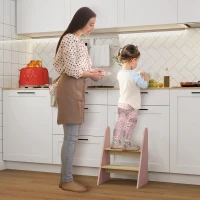 AIYAPLAY Taburete para Niños de 2 Peldaños Torre de Aprendizaje para Niños de +3 Años para Baño Cocina Librería Dormitorio Rosa(m-2)