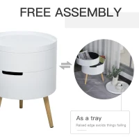 HOMCOM 3-Tier Coffee Table, Round End Table with 2 Hidden Compartments and Detachable Tray, Side Table with Storage for Living Room, White(m-4)