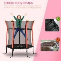 HOMCOM Kindertrampolin, Sicherheitsnetz, Gittertür, Metallrahmen, Ø163,5x163,5 cm, Rot(m-4)