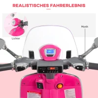 HOMCOM Elektro-Motorrad für Kinder mit MP3-Musik, Scheinwerfern, 3-6 Jahre, Kunstleder, Metall, 108 x 49 x 75 cm, Rosa(m-5)