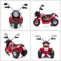 HOMCOM Moto électrique Enfant Chopper Tout-Terrain 6 V 20 W Marche AV AR 3 Roues Effets Lumineux et sonores Rouge Noir(m-8)