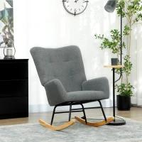 HOMCOM Teddy Fleece Rocking Chair - Grey(m-7)