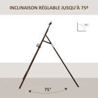 HOMCOM Chevalet d'artiste sur pieds dim. 51,5L x 71,5l x 134,5H cm inclinaison réglable 90° max. bois de pin(m-6)