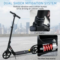 HOMCOM Kick Scooter Foldable Aluminum Ride On Toy For 8+ Adult Teens with Foot Brake, Adjustable Handle, Black(m-7)