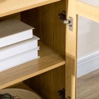 HOMCOM Buffet cuisine lot de 2 avec double portes vitrées et étagère ensemble ou séparément pieds métal 160 x 40 x 76 cm(m-9)